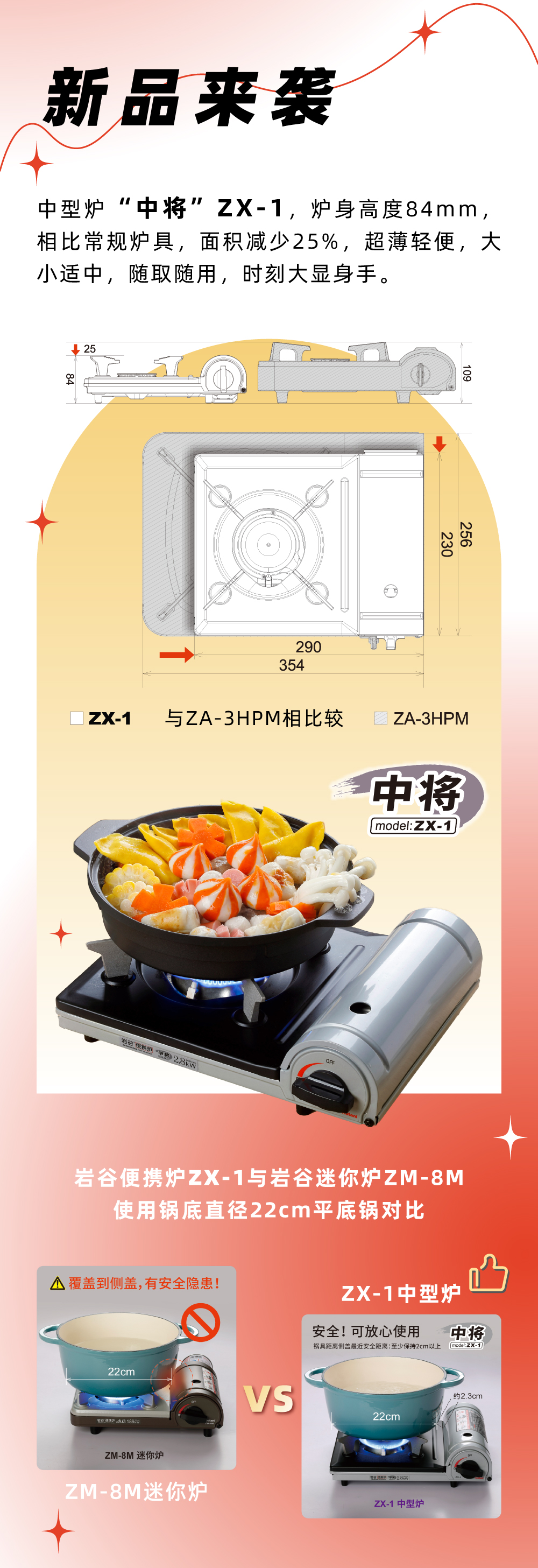开云手机在线入口官网_开云（中国）便携炉ZX-1，炉身高度84mm，相比常规炉具，面积减少25%，
超薄轻便，大小适中，随取随用，时刻大显身手。